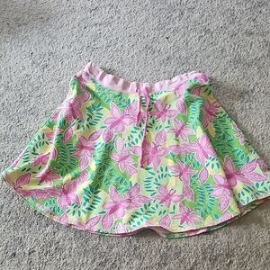LILLY PULITZER Butterfly Floral Print  Cotton Skater Skirt in Pink and Green